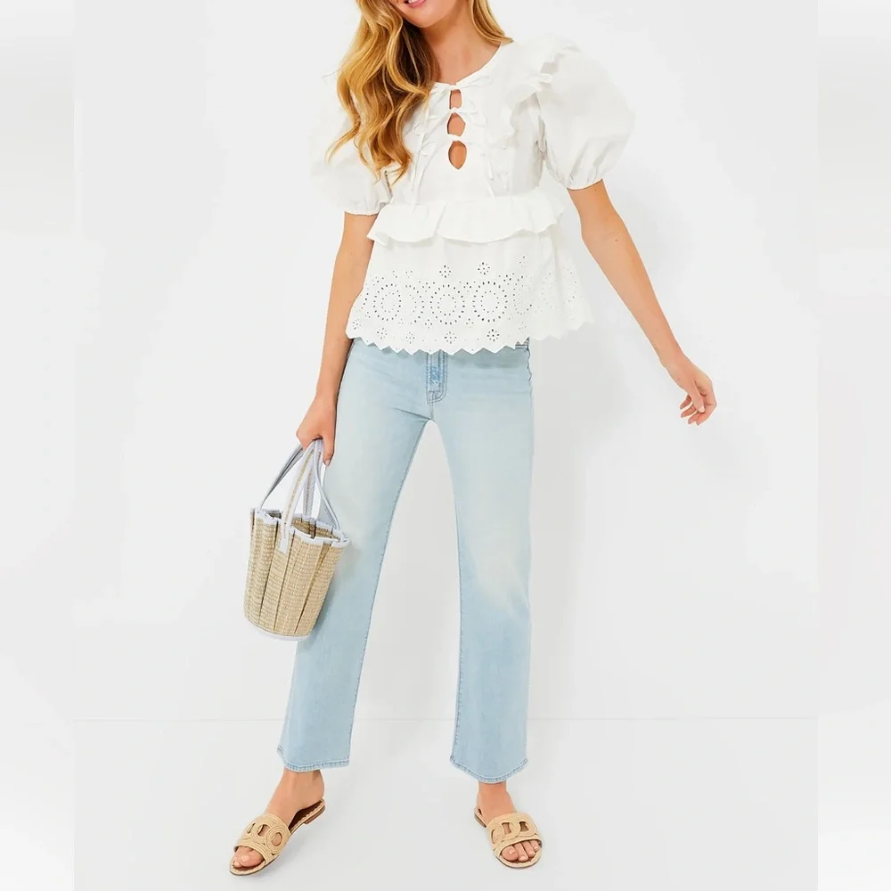 Tuckernuck Moon River Exclusive White Eyelet Ruffle Top Various - Picture 5 of 13